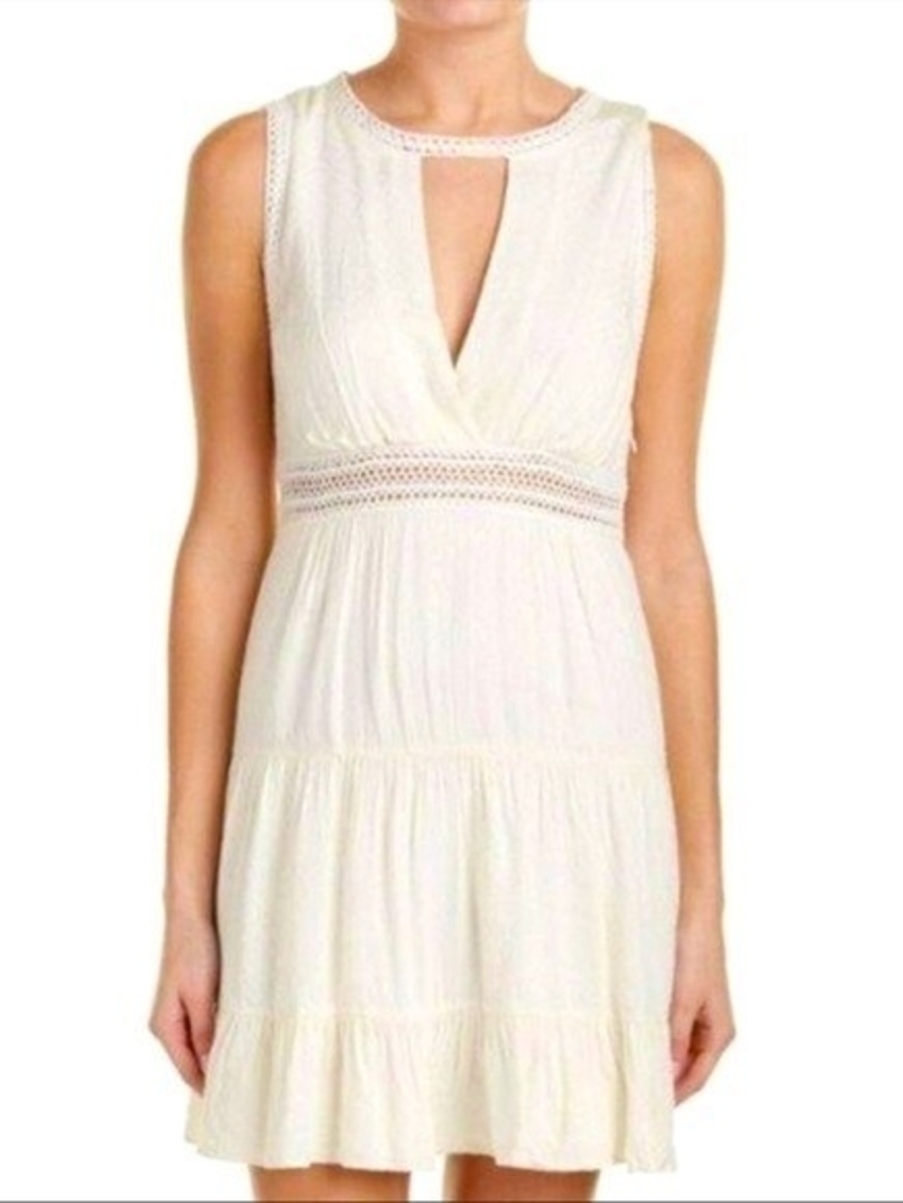 Sandro Paris White Embroidered Sleeveless Mini Dress